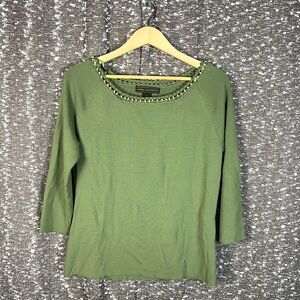 Linda Matthews Green Long‎ Sleeve Shirt